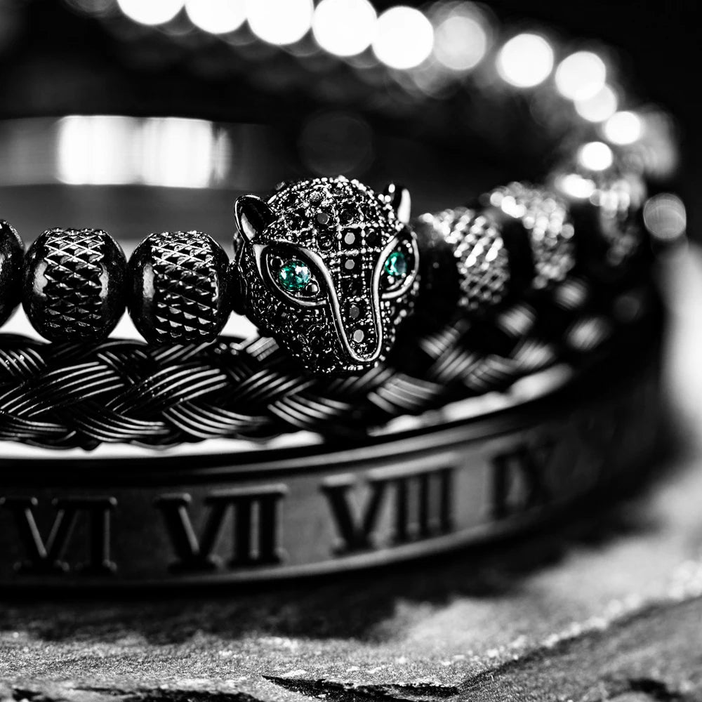 Leopard Head 3pcs/set Stainless Steel Bracelet