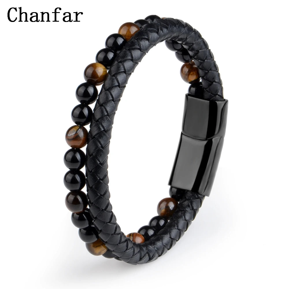 StoneCraft Leather Braided Bracelet