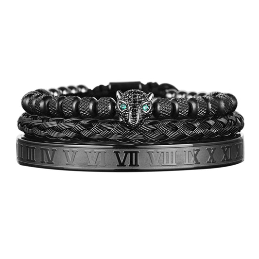 Leopard Head 3pcs/set Stainless Steel Bracelet