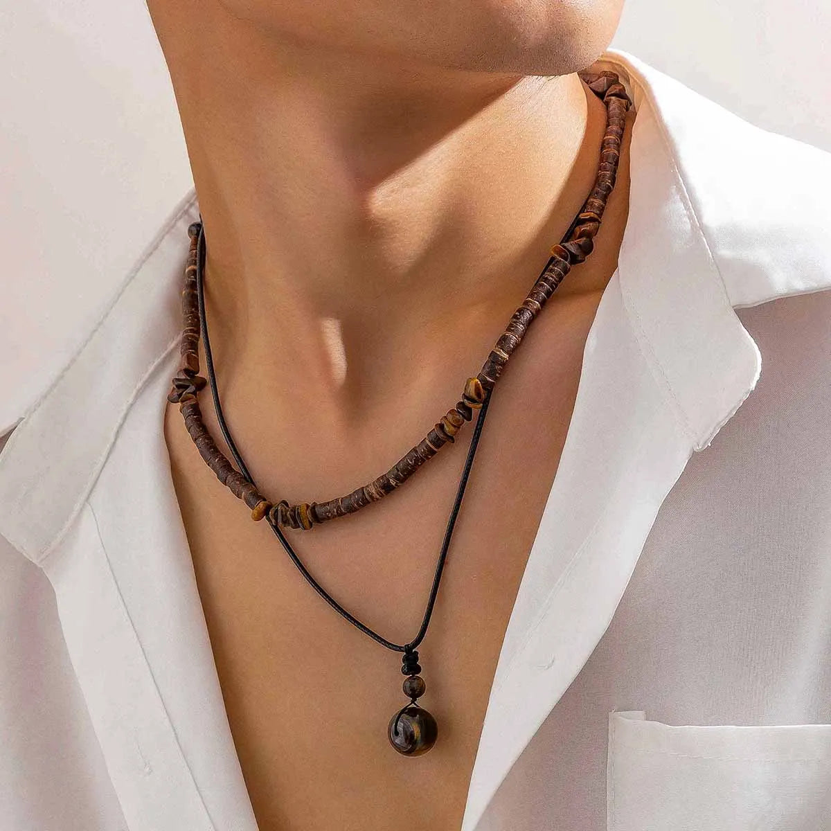 Vintage Stone Duo Necklace Set