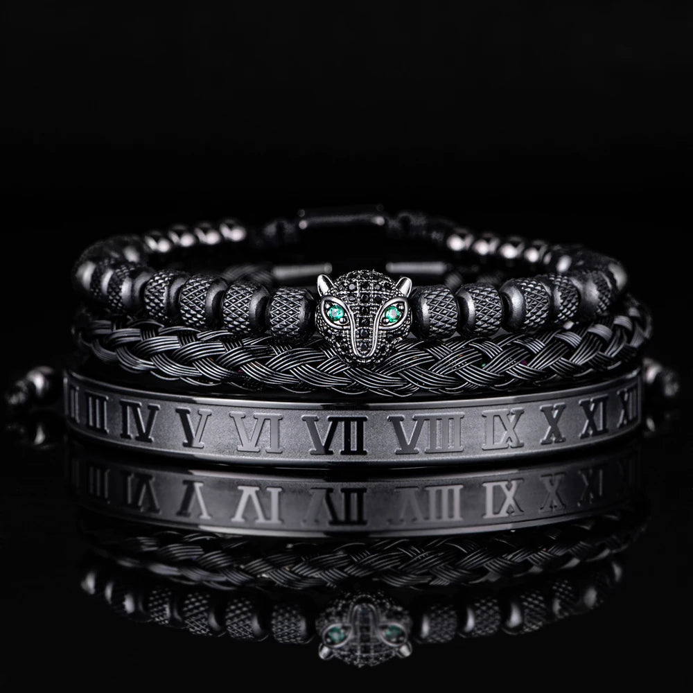 Leopard Head 3pcs/set Stainless Steel Bracelet