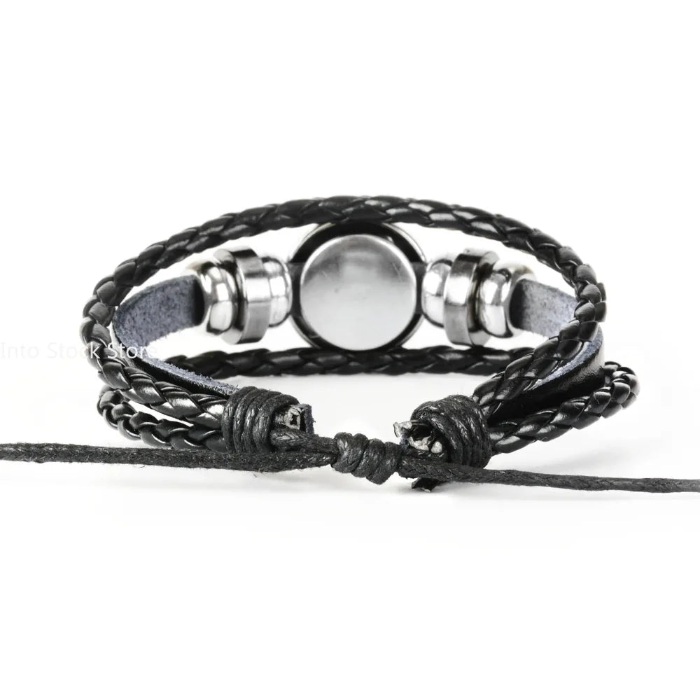 Zodiac Sign Braided Leather Bracelet