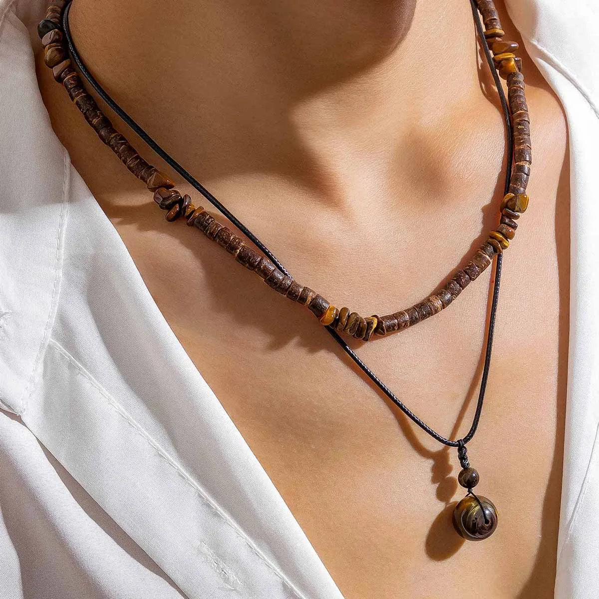 Vintage Stone Duo Necklace Set