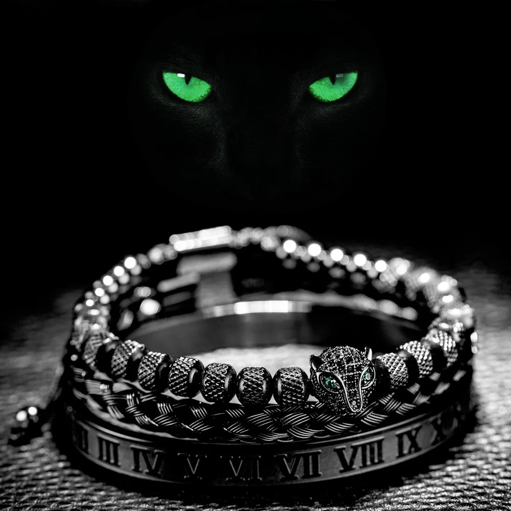 Leopard Head 3pcs/set Stainless Steel Bracelet