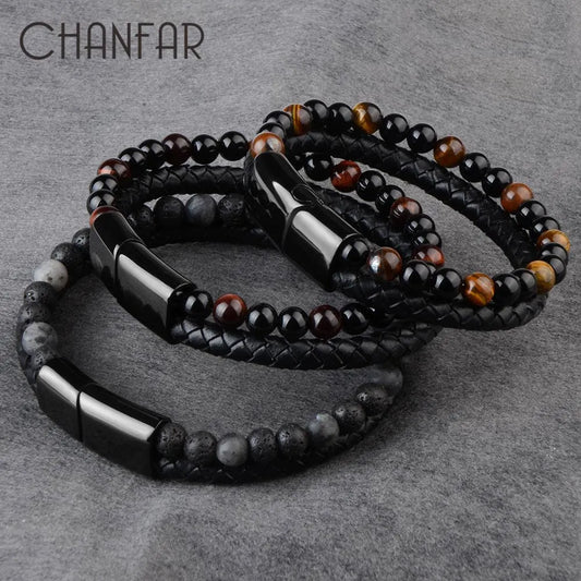 StoneCraft Leather Braided Bracelet